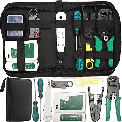 Retoo Kit d'outils réseau professionnel 9 en 1 dans un étui, testeur de câble LAN pour RJ45, RJ1, kit de testeur de câble, testeur de câble de raccordement, outils de réparationAvis,  Fiche Technique et Prix au Maroc