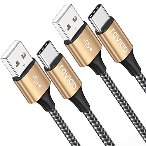 RAVIAD Câble USB C [2M, Lot de 2], Cable USB C Charge Rapide Nylon Tressé 3.1A Chargeur Type C pour Samsung Galaxy S21 S20 S8 S9 S10 A50 A51 A20e, Huawei P40 P30 P20, Redmi Note 10- Or Fiche Technique et Prix au Maroc