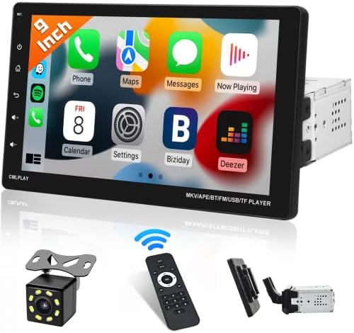 Hikity Autoradio 1 Din Carplay Android Auto avec 9'' Écran Tactile Amovible 1 Din Poste Radio Voiture Bluetooth Main Libres Lien Miroir Radio FM SWC USB SD AUX + Caméra de Vision Arrière Fiche Technique et Prix au Maroc