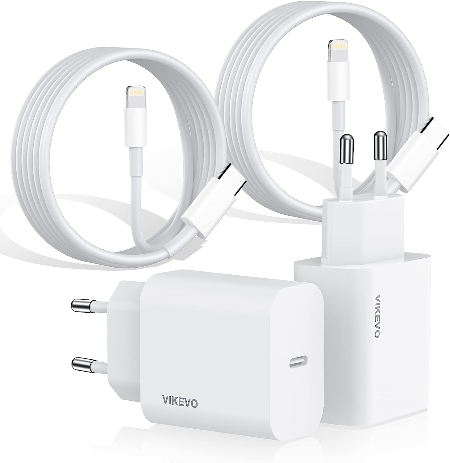 【Certifié Apple MFi】20W chargeur rapide iphone,4PC USB‑C Adaptateur Secteur Avec Cable Lightning vers USB C (2M) Chargeur Rapide Compatible avec iPhone 14/14Pro/14 Pro Max/13/12Mini/11/XR/XS/X/8/7Plus Fiche Technique et Prix au Maroc