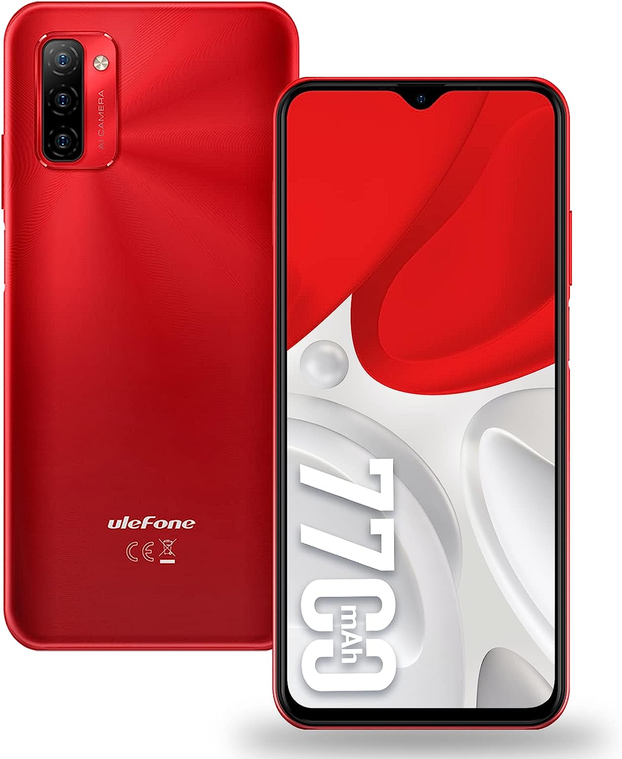 Ulefone Note 12P Smartphone Pas Cher, 7700 mAh Batterie 6,82 Pouces 4G Dual SIM Téléphones Portables, 4Go+64Go/SD-128GO Android 11, Caméra 13MP+8MP, Fingerprint/Face ID, FR Version Smartphone(Rouge) Fiche Technique et Prix au Maroc