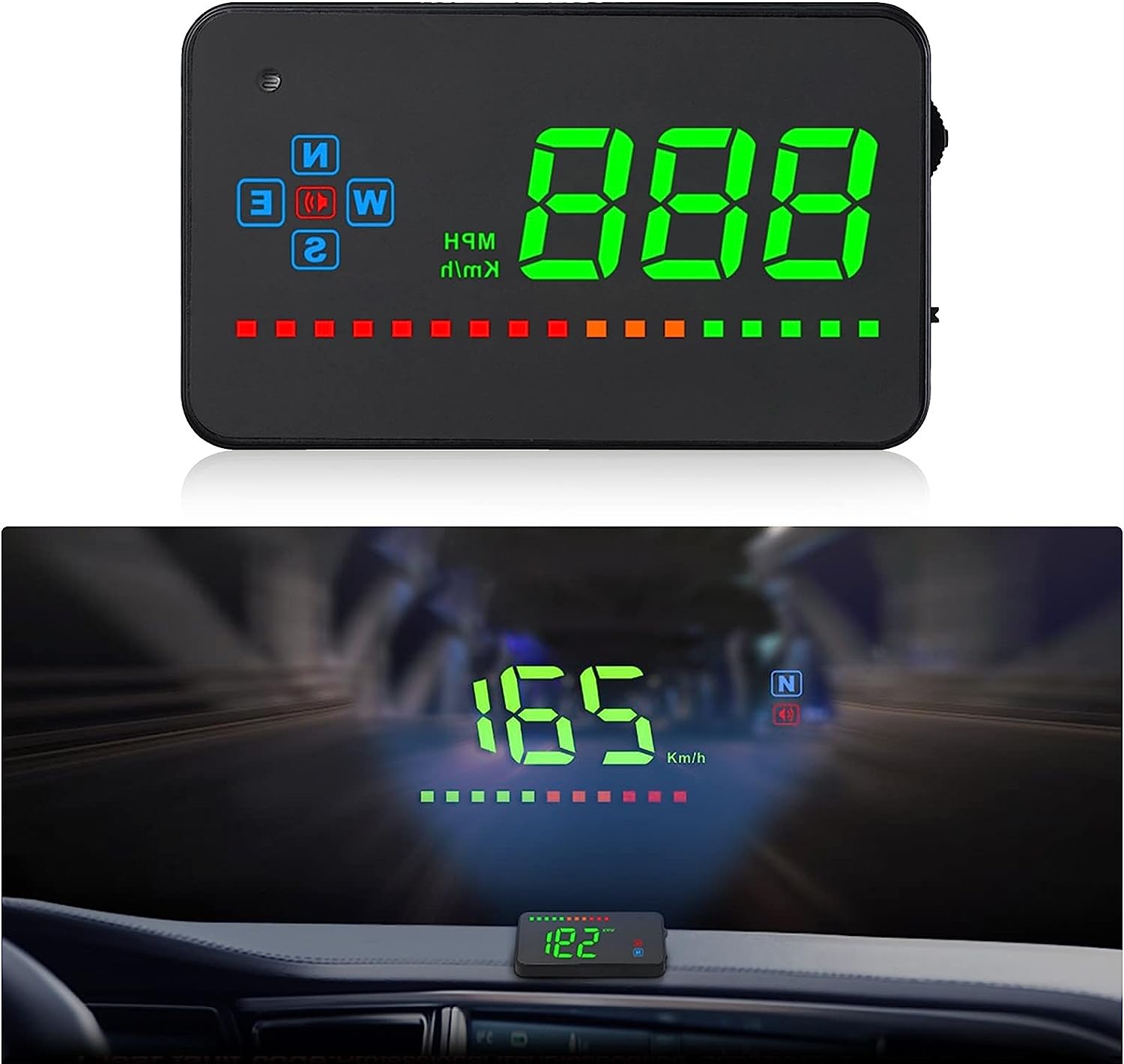 Affichage tête haute automatique, affichage HUD GPS iKiKin véhicule HUD, pour tous les véhicules et camions, projecteur LED du pare brise, film réfléchissant HUD, tachymètre GPS, plug and play Fiche Technique et Prix au Maroc