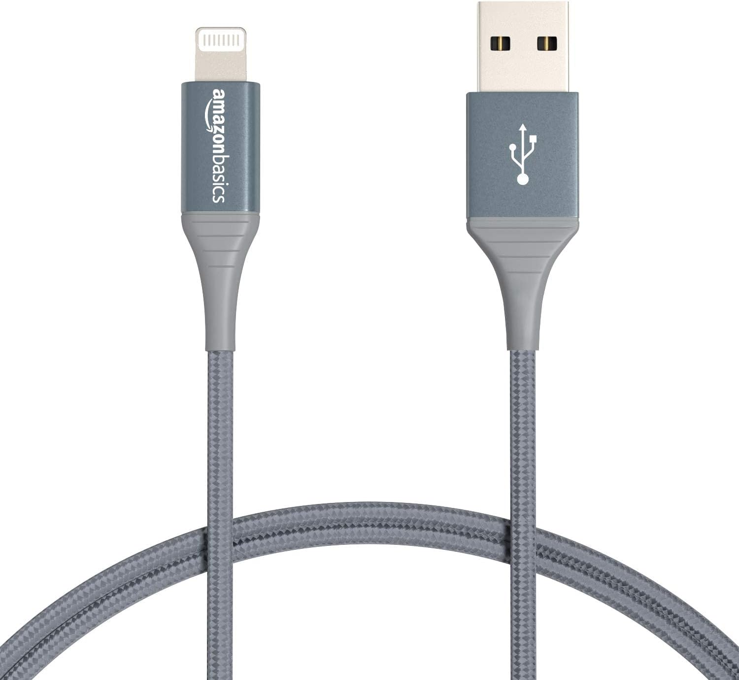 Amazon Basics Câble USB A vers Lightning en nylon double tressage Collection avancée Chargeur certifié MFi pour iPhone Gris foncé 1,8 m Fiche Technique et Prix au Maroc
