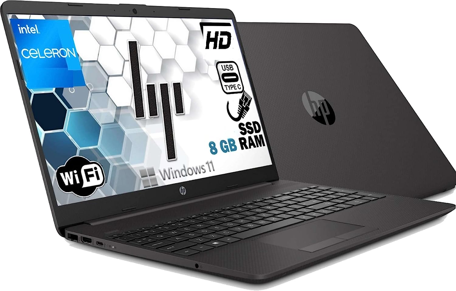 HP 250 G9 Ordinateur portable, RAM 8 Go DDR4, Ssd M2 128 Go Écran HD 15,6", Intel Celeron 2 Core jusqu'à 2,8 GHz, Wi-fi, 3 USB, webcam HD, Win 11 Pro 64 bits, Libre office, prêt à l'emploi, Gar Italia Fiche Technique et Prix au Maroc
