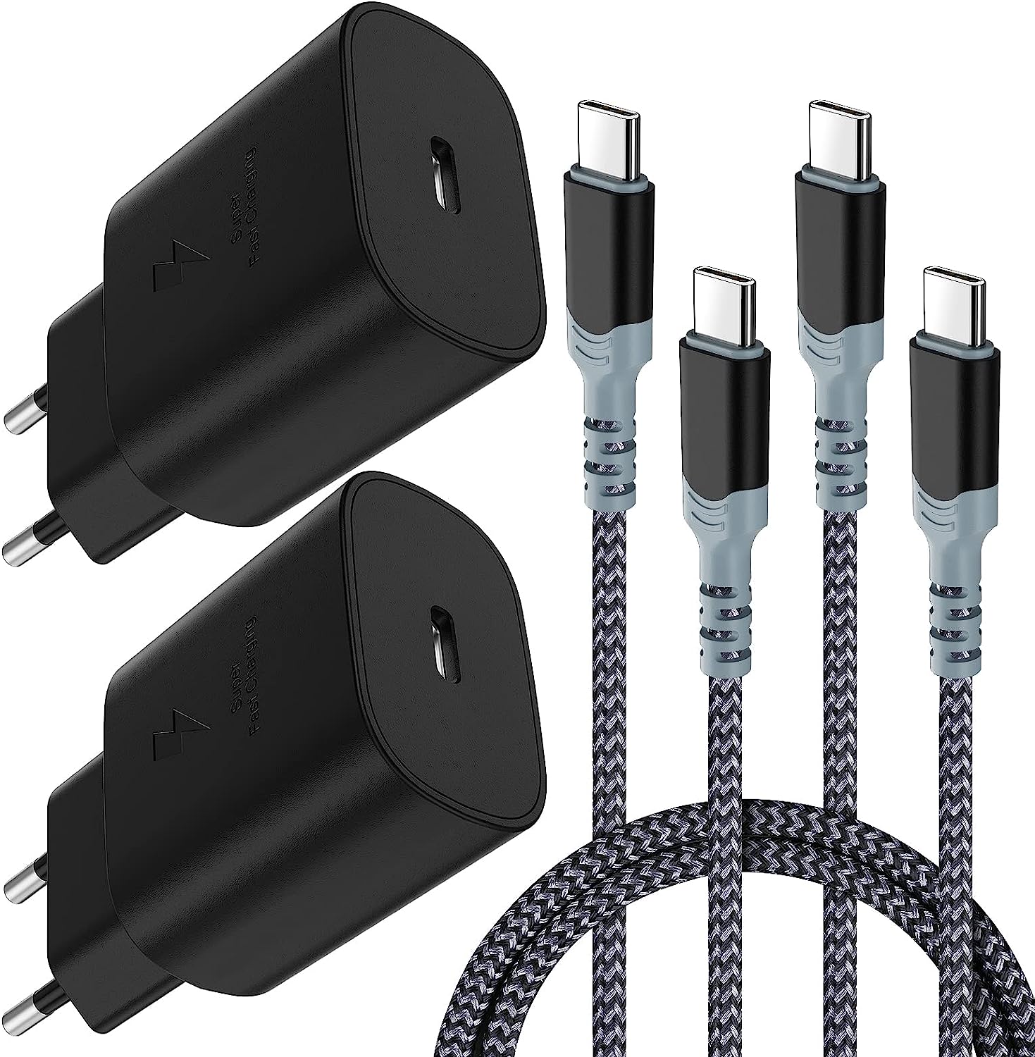 Lot de 2 Chargeur Samsung 25W, Chargeur USB c PPS avec 2 câbles USB C de Type C, Chargeur Rapide Compatible avec Samsung S22/S22 Plus/S22 Ultra/S21/S21+/S21 Ultra/S20+/S20 FE 5G/A52 Fiche Technique et Prix au Maroc