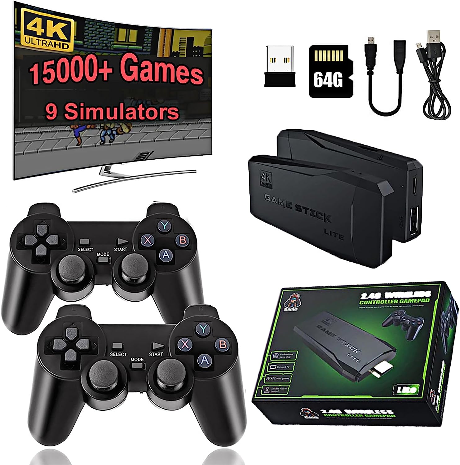 Console de Jeu rétro - Console de Jeux vidéo Vaomon, intégrée à Plus de 10208 Jeux Classiques,Sortie HDMI 4K Game Stick pour TV, Deux contrôleurs sans Fil 2.4G 9 émulateurs pour Enfants (4208023-64G) Fiche Technique et Prix au Maroc