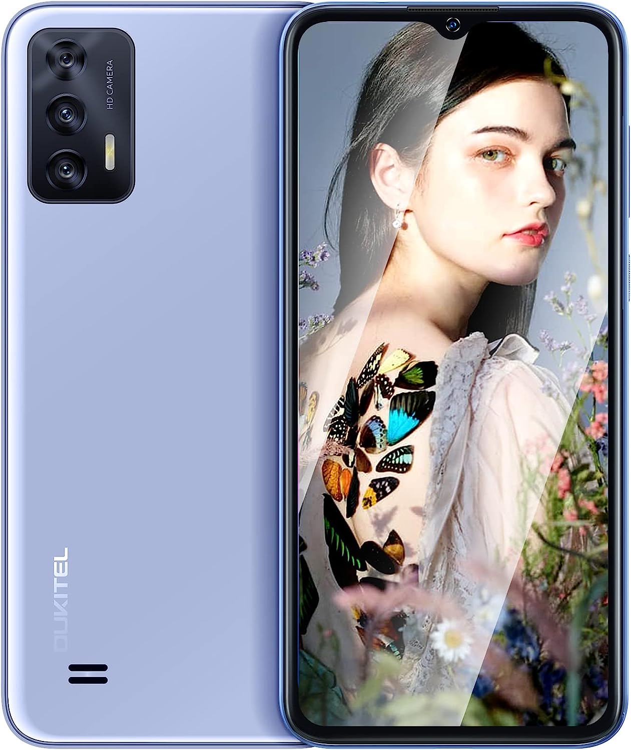 OUKITEL Smartphone Pas Cher, C31(2022) Telephone Portable 4G,6,517" Téléphone Android 12,Quad-Core，5150MAH,3GB+16GB（256GB Extensible,Double SIM 4G+5G WiFi Face ID 2Ans Garantie,Violet Fiche Technique et Prix au Maroc