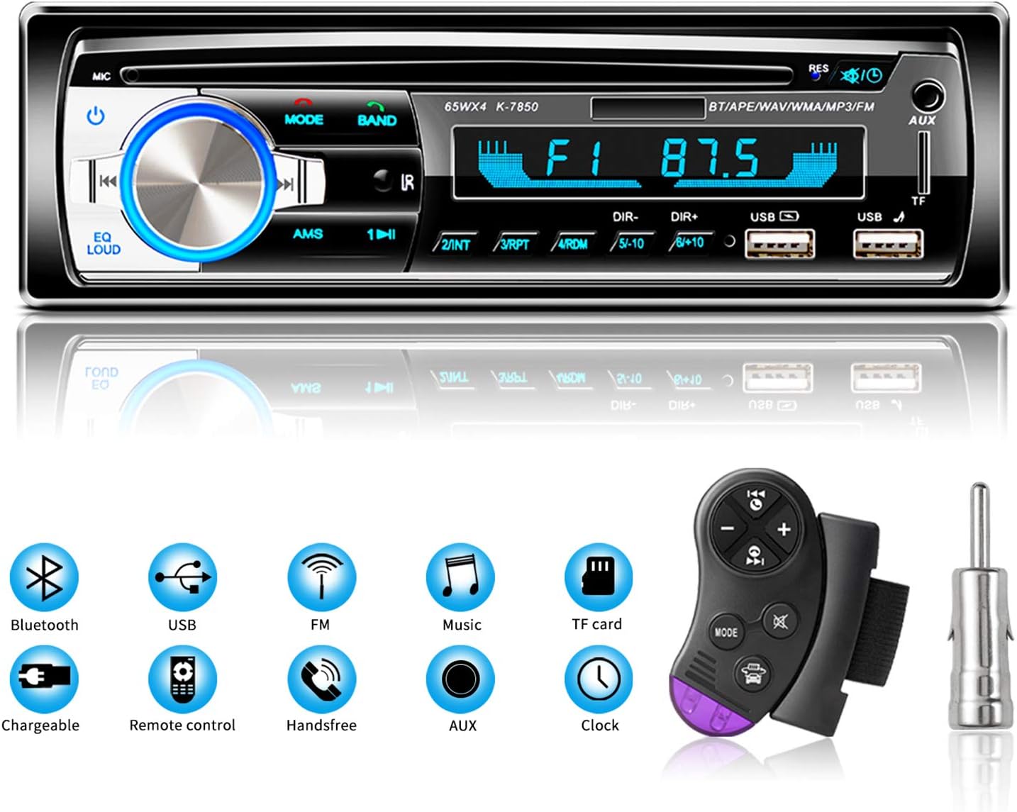 Autoradio Bluetooth USB, Lifelf Radio Voiture Récepteur avec Lecteur MP3 WMA FM Télécommande, Deux USB Port, Soutien iOS, Android (Non Lecteur CD/NONRDS) Fiche Technique et Prix au Maroc