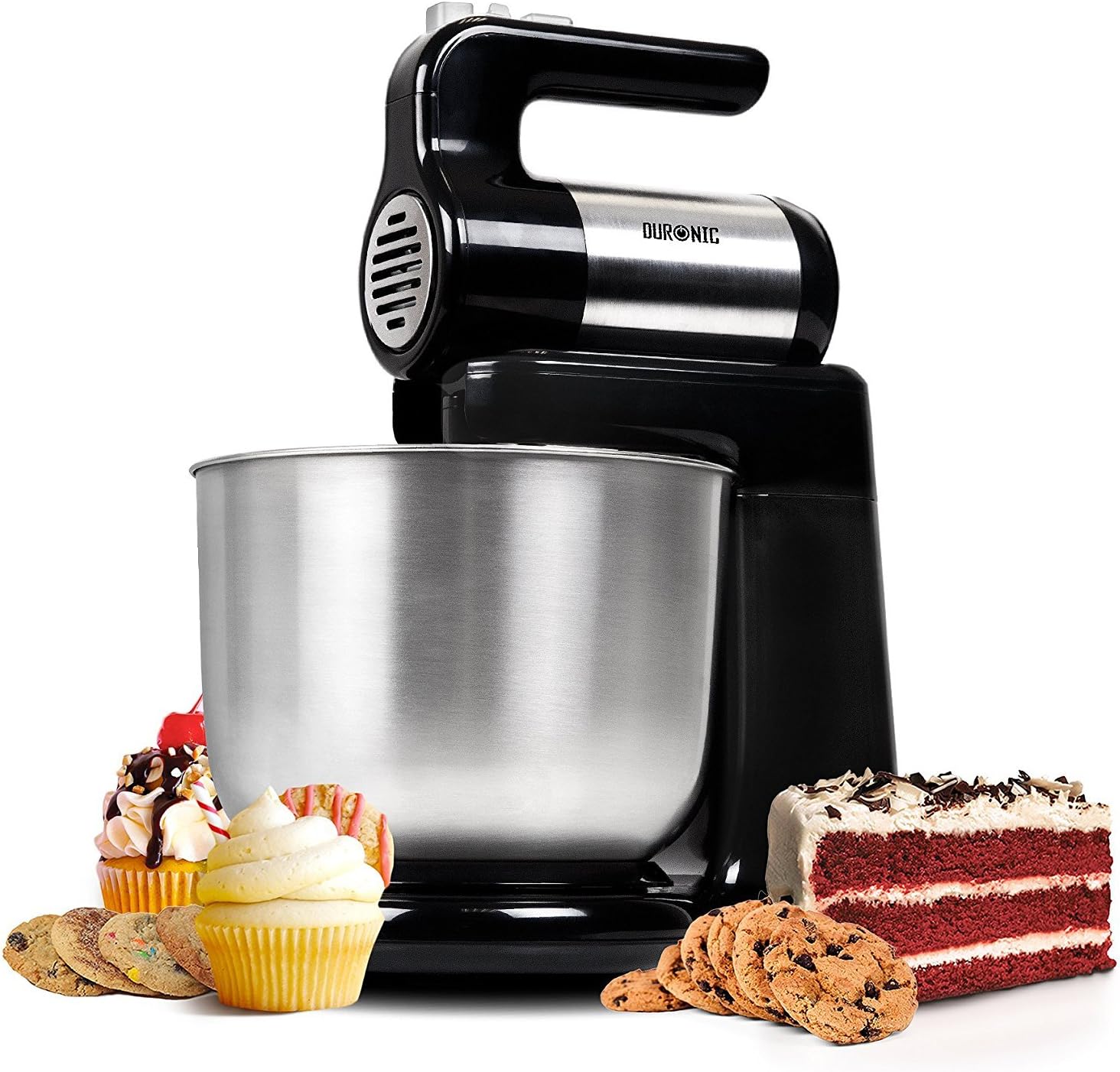 Duronic SM3 Batteur électrique sur socle de 300W avec bol de 4 litres – 2 Batteurs / 2 Crochets à pétrir / 1 Fouet – Idéal pour battre des œufs en neige, préparer de la crème, des génoises et gâteaux Avis, Fiche Technique et Prix au Maroc