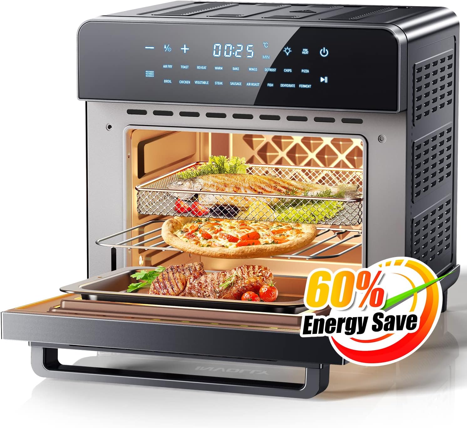 Involly Friteuse sans Huile 15L, 18 en 1 Friteuse Air Chaud, 1600W Mini Four Electrique avec Écran LED Tactile, 4 Accessoires et 26 Recettes en Papier [Version Améliorée] Avis, Fiche Technique et Prix au Maroc