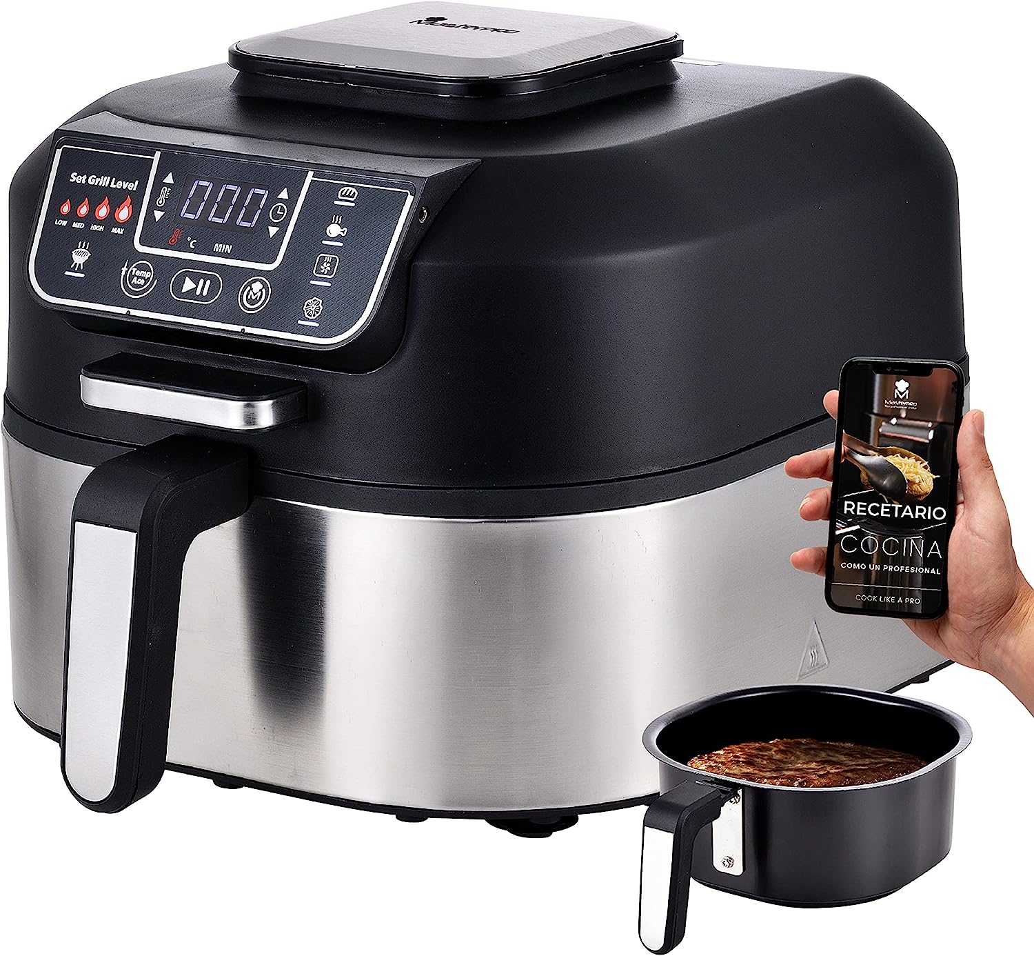 MasterPro Smokeless Gril | Gril Électrique Technologie Cyclonic Air Max 260º Puissance 1760W | 5 Fonctions en 1 | Friteuse à air | AirFryer, Four et Déshydrateur alimentaire Avis, Fiche Technique et Prix au Maroc