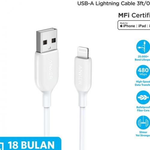 Anker Powerline III Lightning Cable - 3FT - White
 Fiche Technique et Prix au Maroc