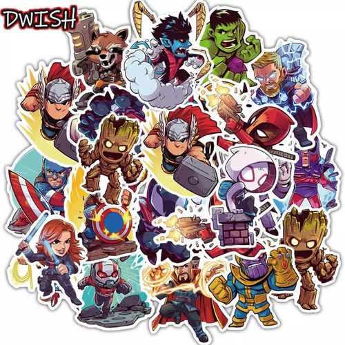 Autocollants imperméables dessin animé Disney Marvel, 30 pièces, Stickers Cool The Avengers, pour bagages, Skateboard, guitare, ordinateur portable, Stikers, jouet pour enfant
 Fiche Technique et Prix au Maroc