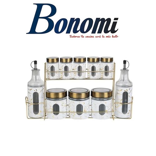 Bonomi Service à épices de 10 pièces + support , BLANC
 Fiche Technique et Prix au Maroc