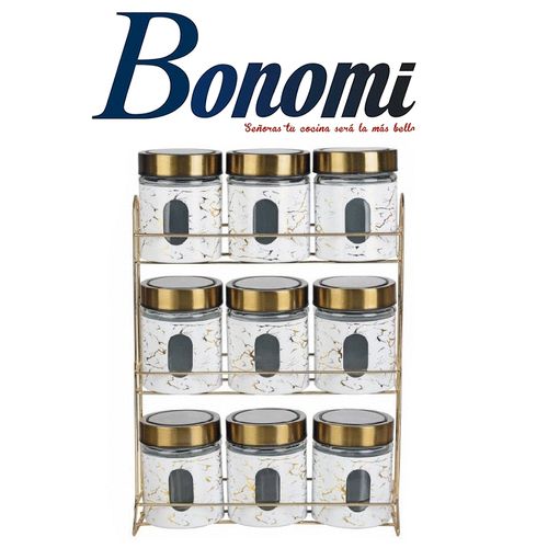 Bonomi Service à épices de 9 pièces + support , BLANC
 Fiche Technique et Prix au Maroc