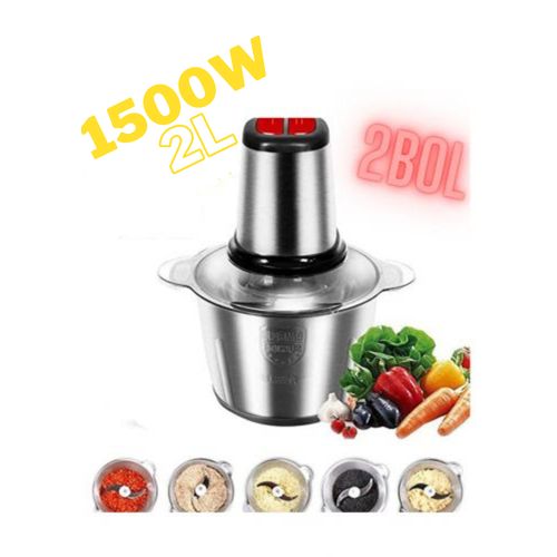 Cooking Hachoir électrique 1500W 2 Litre avec 2 bols, 5 Lames et batteur Spatule
 Fiche Technique et Prix au Maroc