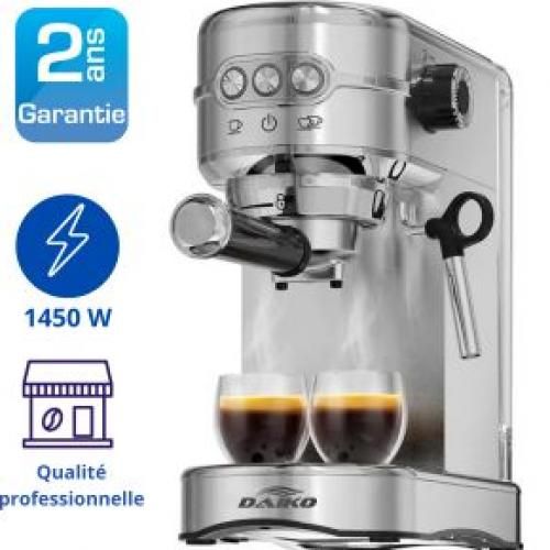 Daiko Machine à café Expresso avec mousseur à lait
 Fiche Technique et Prix au Maroc