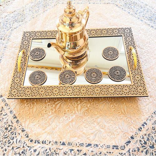 Plateau en bois de luxe + 6 Sous verre gratuit
 Fiche Technique et Prix au Maroc