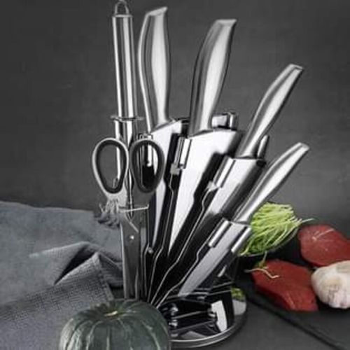 Rifland Ensemble de 8 pcs couteaux de cuisine acier inoxydable . Support , Ciseau
 Fiche Technique et Prix au Maroc