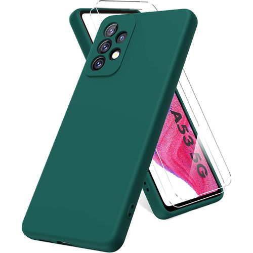 Samsung A53 5G Coque Silicone Noir + 1 Verres Trempes : Vert
 Fiche Technique et Prix au Maroc