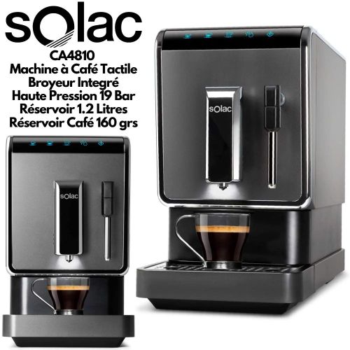 Solac CA4810 Cafétiere Automatique Tactile Pression 19 Bar Avec Broyeur Café Integré Machine À Café
 Fiche Technique et Prix au Maroc