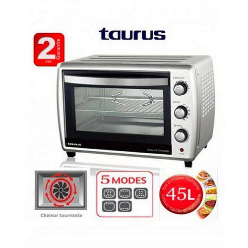 Taurus Four Electrique Inox Élégance 45L double vitrage,lampe,chaleur tournant,auto nettoyant
 Fiche Technique et Prix au Maroc
