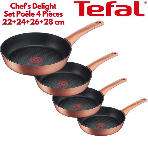 Tefal Chefs Delight Ensemble Poeles 4 Pièces 22+24+26+28 cm En Aluminium Tous Types De Feux INDUCTION
 Fiche Technique et Prix au Maroc