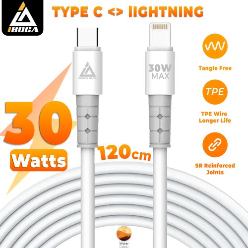 iboga Câble Lightning vers USB C PD 1,2 m  Charge rapide 30 W transfert de données MacBook iPad ,Samsung
 Fiche Technique et Prix au Maroc