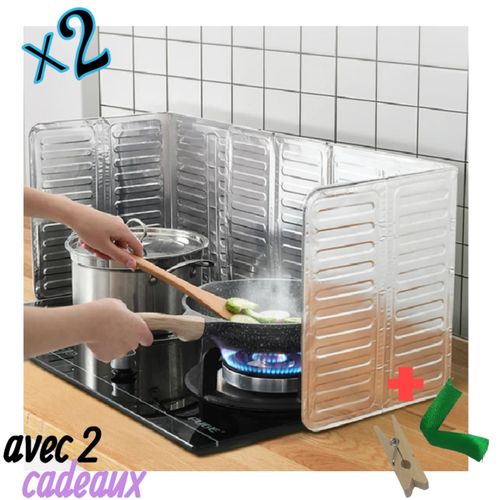 lot de 2 Plaques anti-projections de cuisson anti-éclaboussures pour cuisine pliable en aluminium
 Fiche Technique et Prix au Maroc