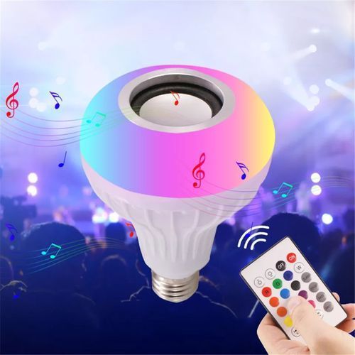 12W Bluetooth LED haut-parleur audio stéréo RGB ampoule colorée lampe de musique + télécommande
 Fiche Technique et Prix au Maroc