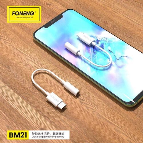 Foneng Original Adaptateur Type C to 3.5mm Audio pour Samsung  Huawei LG  Xiaomi
 Fiche Technique et Prix au Maroc
