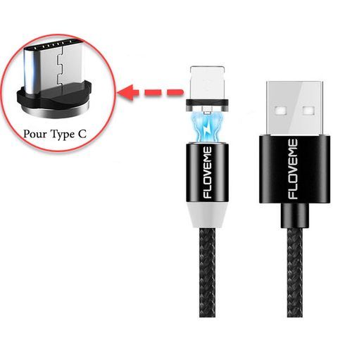 Floveme Câble Chargeur - magnétique - 360 degrés - 3 en 1 - Type C - 2A - Nylon Tressé - Pour Samsung - Xiaomi - Infinix - Nokia - Etc.
 Fiche Technique et Prix au Maroc