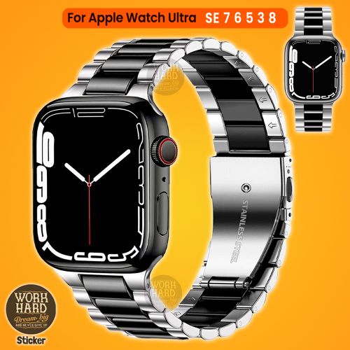 Bracelet en acier inoxydable, pour apple watch Bla-Arg Serie 8 7 6 5 4 3 2 SE+Sticker
 Fiche Technique et Prix au Maroc