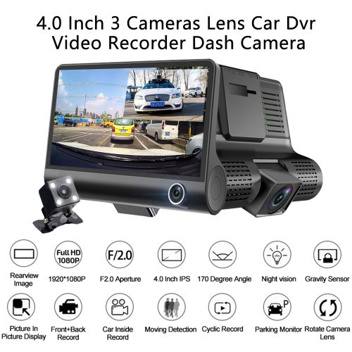3 canaux voiture DVR Dashcam 1080P pour véhicule, enregistreur vidéo
 Fiche Technique et Prix au Maroc