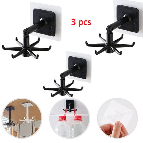 3 pcs de Crochets mural multi-usages pliant rotatif à 360 °
 Fiche Technique et Prix au Maroc