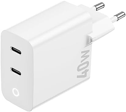 USB C Chargeur Rapide,[Certifié Apple MFi] 40W Adaptateur Secteur Double USB C PD, Compatible avec iPhone 14/14 Pro Max/13/12 /11/AirPods,iPad,USBC Prise Secteur Mural Type C Alimentation Adaptateur Fiche Technique et Prix au Maroc