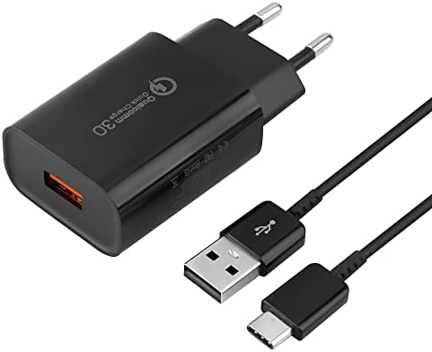 Chargeur USB, 18W Chargeur Rapide Quick Charge 3.0 Alimentation USB avec câble de Charge pour Samsung Galaxy S8, S8 Plus, S9, S9 Plus, S10, S10 Plus, S10e, S20, S21, A51, A52, A40, A13, A30, Z Flip3 Fiche Technique et Prix au Maroc