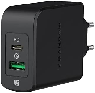Chargeur USB C RAMPOW, Chargeur USB 36W avec Alimentation 30W 3.0 pour iPhone 12 / Samsung Galaxy S20, Chargeur USB 18W QC 3.0 pour Huawei Mate 30 Pro/HTC 10 / Xiaomi Mi 10 - Noir Fiche Technique et Prix au Maroc