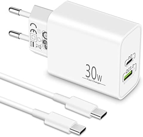 MatauMahi Chargeur USB C 30W et Câble Type C 2m, Prise 2 Ports avec PD3.0/QC3+, Embout Chargeur Rapide, Adaptateur Secteur USB C Compatible avec Samsung S23/S22, Xiaomi, Google Pixel 7/6, iPad, Switch Fiche Technique et Prix au Maroc