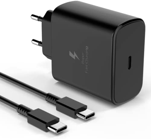 Chargeur 45W pour Samsung Charge Rapide Galaxy S23 Ultra, S22 Plus, S20, A53 5G, S21, A33, A13 4G, A52, Z Flip3 5G, Tab, Prise Hyper Charger PD USB C Cable Fiche Technique et Prix au Maroc