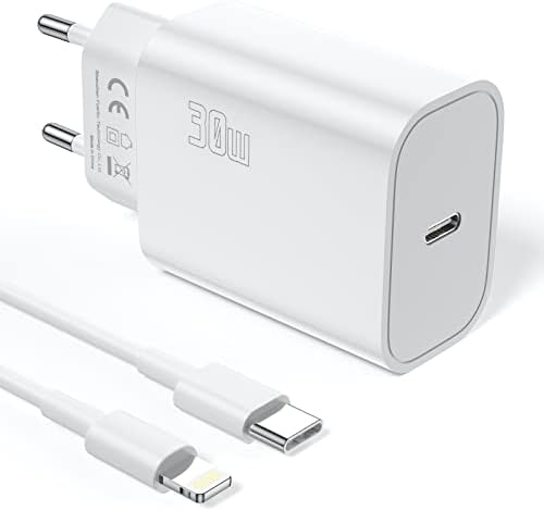 Chargeur Rapide iPhone 【Certifié Apple MFi】 30W Chargeur USB C et Câble USB C vers Lightning 2M PD3.0 Type C Charger Alimentation Adaptateur Secteur Compatible avec iPhone 14 Pro/13/12/11/X/XS/XR/8 Fiche Technique et Prix au Maroc