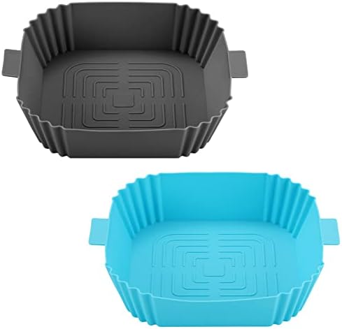 Panier de cuisson en silicone pour friteuse à air comprimé - Réutilisable - Pour friteuse à air comprimé - Pour four à micro-ondes - Accessoires de four à haute température (bleu + gris) Avis, Fiche Technique et Prix au Maroc