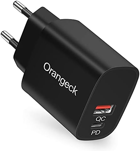 Chargeur USB C, Orangeck 2-Port Chargeur Rapide avec 1 x Chargeur Type C 20W et 1 x QC3.0 Adaptateur Secteur USB Multiple, Chargeur Mural pour iPhone 13 12 11 8 XR Pro Max, iPad, Samsung, Huawei-Noir Fiche Technique et Prix au Maroc
