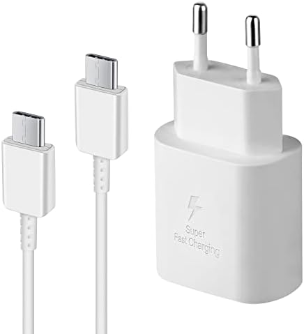 25W Chargeur USB C pour Samsung + Câble USB C - USB C 1,5M, Chargeur Rapide Compatible avec Samsung Galaxy S23/ S22/ S22 Plus/ S21/S21 Ultra/ S20 Plus/Z Fold 3/4/ Z Flip4/ Note20, Adaptateur Type C Fiche Technique et Prix au Maroc