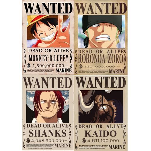 4 Poster Wanted autocollant au prix de deux Haut qualité (30 cm/ 21 cm) One Piece Anime
 Fiche Technique et Prix au Maroc