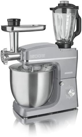 HEINRICHS Robot de cuisine universel 3 en 1-1500 W - 6 vitesses - Pétrisseuse multifonction avec hachoir à viande, récipient de mixage de 1,5 l - Bol en acier inoxydable XXXL de 10 l - Argenté Avis, Fiche Technique et Prix au Maroc