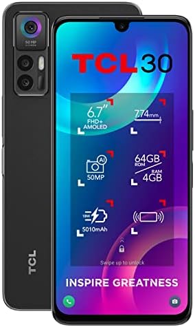TCL Smartphone 30 sans SIM 64 + 4 Go, écran FHD + AMOLED 6,7", caméra haute résolution 50 MP, 5000 mAh (renouvelé) Fiche Technique et Prix au Maroc