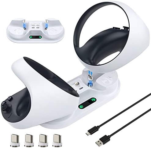 MoKo Station de Chargeur Compatible avec Playstation VR2 Sense Contrôleur, Base de Charge pour Manette PS VR2 avec Double Poignée, Socle de Recharge avec Voyant LED et 4 Interfaces Magnétiques, Blanc Fiche Technique et Prix au Maroc