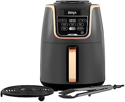 Ninja Air Fryer MAX, 5,2L, 5-en-1, Antiadhésif, Sans Huile, Frire, Rôtir, Cuire, Réchauffer, Déshydrater, Taille Familiale, Panier Lavable au lave-vaisselle, Cuivre/Noir, Exclusivité Amazon AF150EUCP Avis, Fiche Technique et Prix au Maroc
