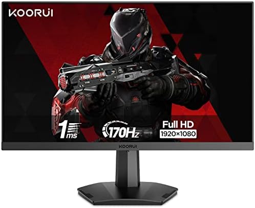 KOORUI Écran PC Gaming 24.5 Pouces, FHD (1920 x 1080), VA, 1ms, Freesync, Compatible G-Sync, Grand angle de vue 178°, Displayport (170Hz) et 2x HDMI (144Hz) Fiche Technique et Prix au Maroc